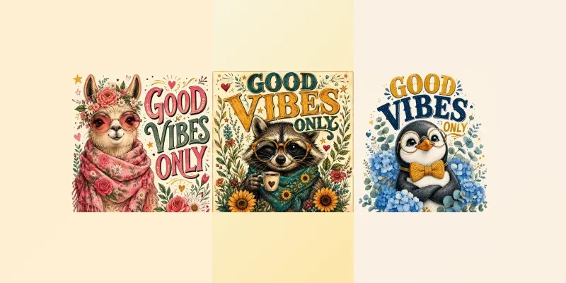 Good Vibes Illustrated Posters generated by undefined