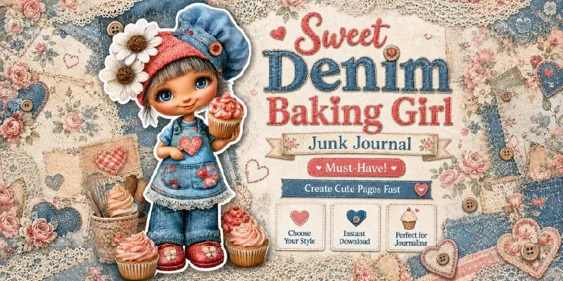 Sweet Denim Baking Girl Junk Journals generated by undefined