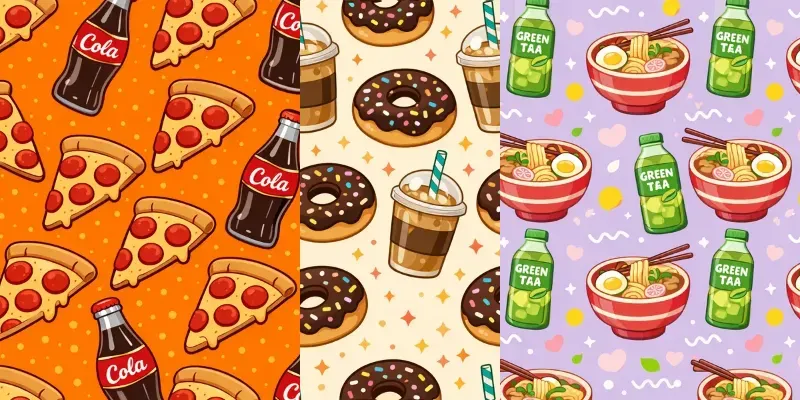 Cute Food Drink Pattern Packs generated by undefined