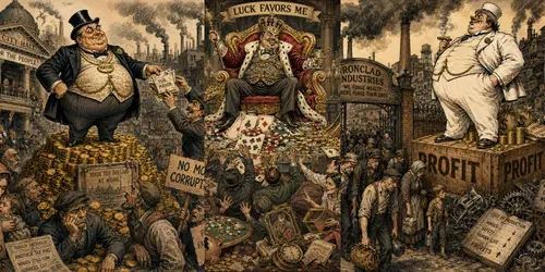 Vintage Satires Of Wealth Power generated by chatgpt-image