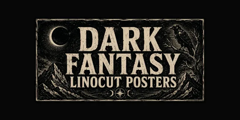 Dark Fantasy Linocut Posters generated by undefined