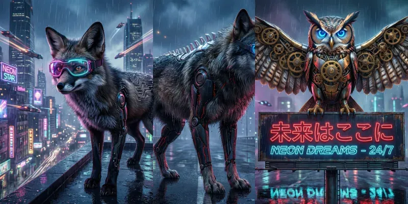 Neon Bestiary Synthwave Guardians generated by undefined