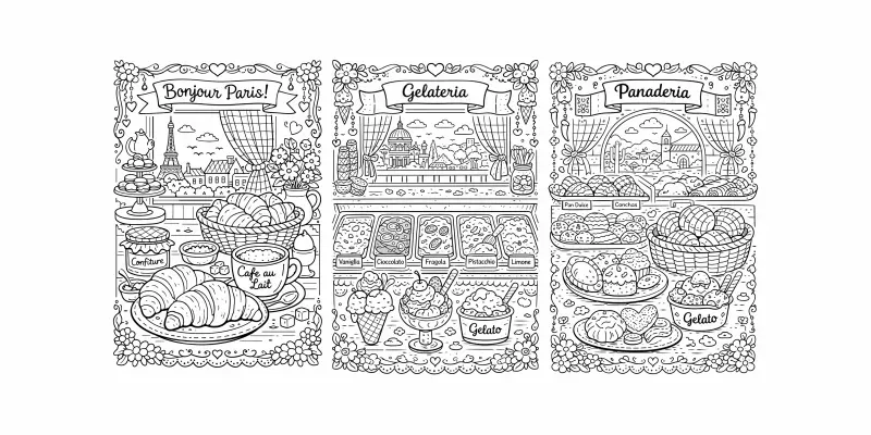 Cozy Bakery Coloring Book Pages generated by undefined