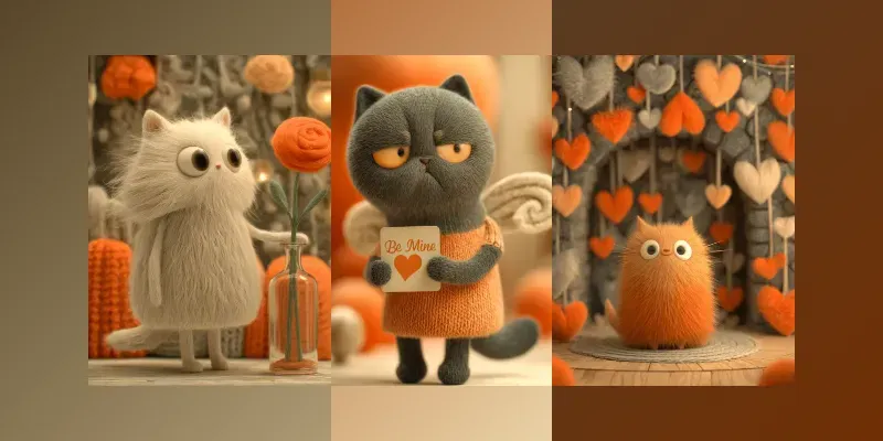 Pixar Style 3D Valentines Cats generated by undefined