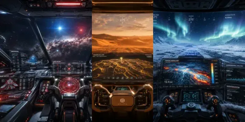 Hightech Vehicle Interior Dash UIs generated by undefined