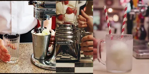 Vintage 1960s Soda Fountain Videos generated by veo
