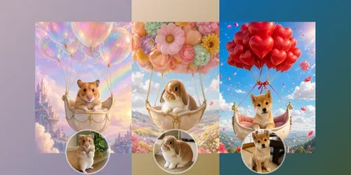 Pet Balloon Ride Storybook Photos generated by chatgpt-image