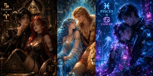 Zodiac Couple Illustration Generator generated by chatgpt-image