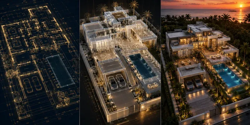Blueprints Become Luxury Mansions generated by undefined