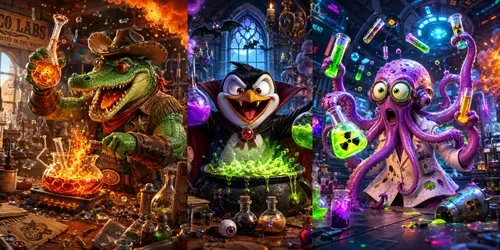 Chaotic Cartoon Lab Mayhems generated by chatgpt-image