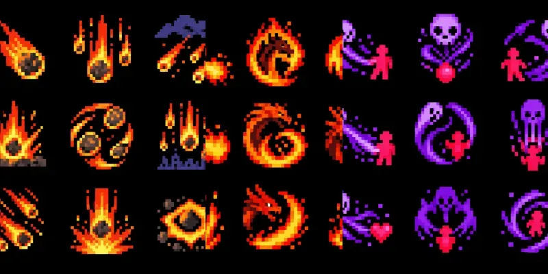 8bit RPG Skill Icon Sprite Sheets generated by undefined