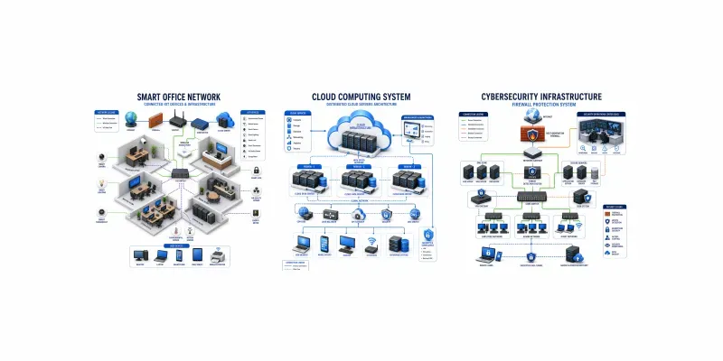 3D Isometric Network Diagrams generated by undefined