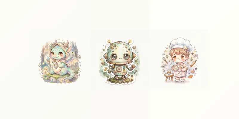 Viral Cute Chibi Stickers generated by undefined