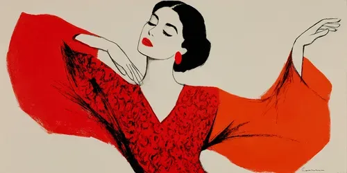 Retro Red Ink Portrait Art generated by midjourney