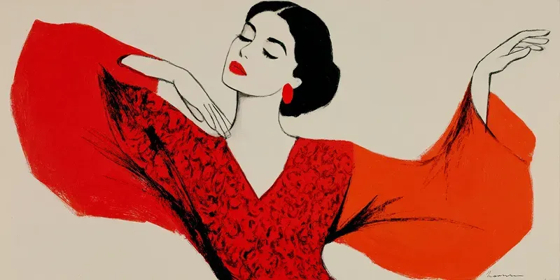 Retro Red Ink Portrait Art generated by undefined