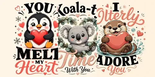 Cute Animal Pun Love Designs Sets generated by chatgpt-image