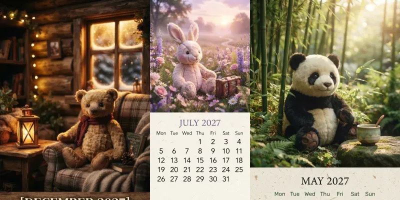 Cinematic Stuffed Animals 2027 Calendars