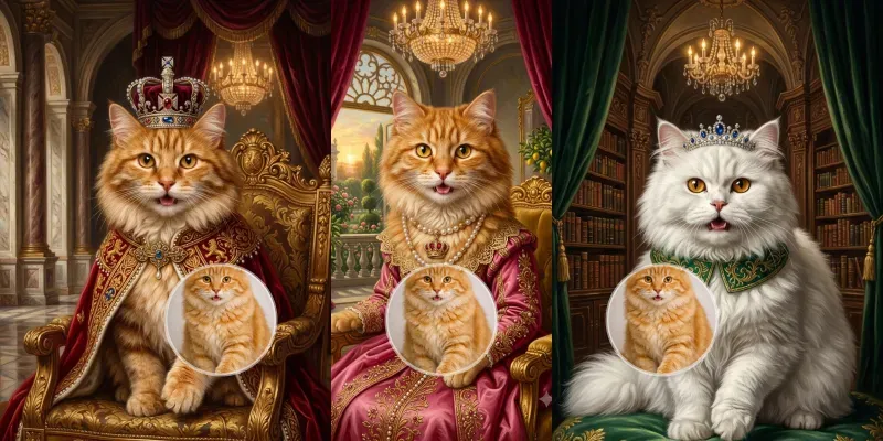 Luxurious Royal Cat Portraits generated by undefined