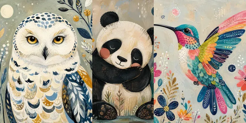 Modern Folk Art Animal Portraits generated by undefined