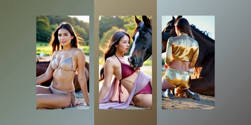 Cinematic Beautiful Ladies With Horses generated by undefined