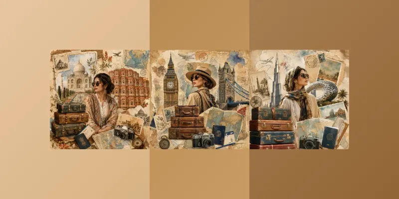 Vintage Travel Scrapbook Collage Posters generated by undefined