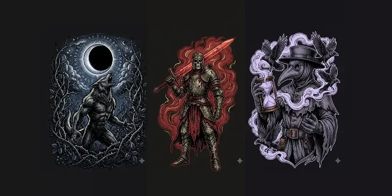 Dark Fantasy Merch Tshirt Graphics generated by undefined