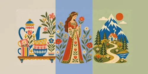 Retro Midcentury Folk Vector Art generated by chatgpt-image