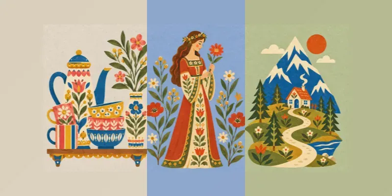 Retro Midcentury Folk Vector Art