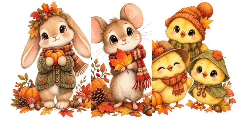Cute Autumn Storybook Characters generated by undefined