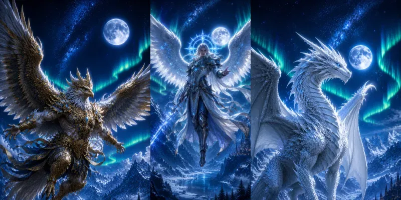 Fantasy Characters On Snowy Mountains generated by undefined