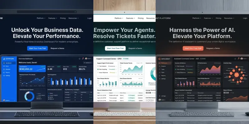 Saas Dashboard Landing Page Mockups Pack