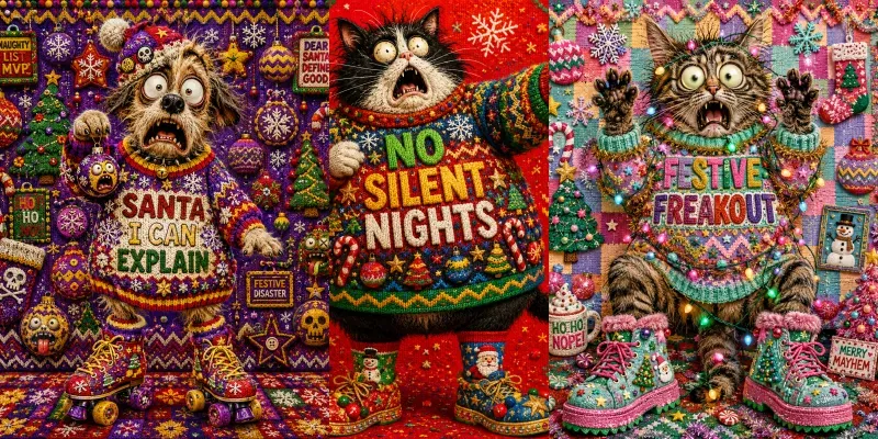 Funny Panic Ugly Sweater Design generated by undefined
