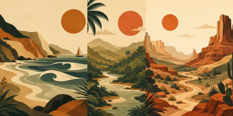 Retro Minimalist Nature Prints generated by undefined