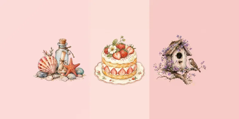 Whimsical Handdrawn Still Lifes generated by undefined