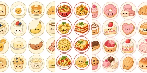 Kawaii Food Icon Sheets Any Theme generated by chatgpt-image