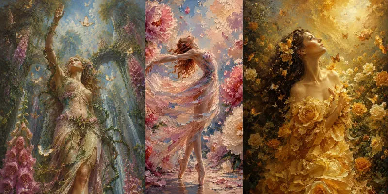 Ethereal Floral Oil Goddesses generated by undefined