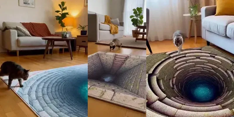 Animal Panic On Flat 3D Illusion Carpets generated by undefined