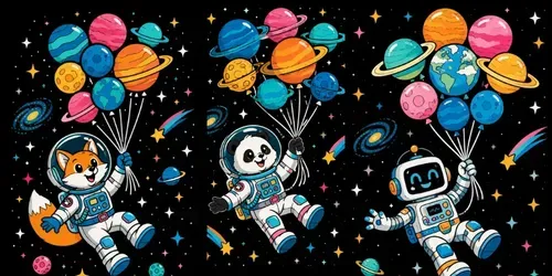 Cute Space Balloon Adventures generated by chatgpt-image