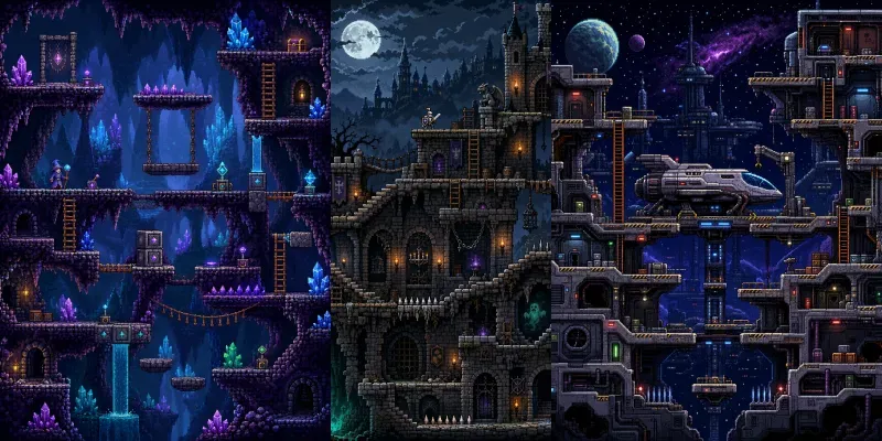 Pixel Art 2D Side Scrolling Battlefields generated by undefined