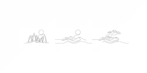 Minimalist Line Art Landscapes generated by gemini-image