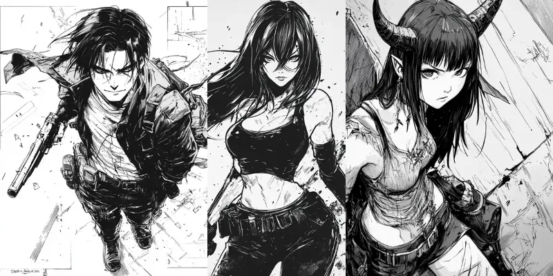 Black And White Manga Style Anime Art generated by undefined
