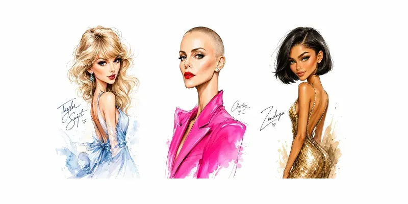 High End Celeb Fashion Caricatures generated by undefined