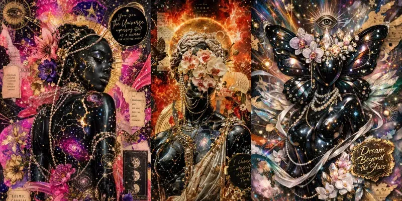Cosmic Silhouette Collage Art generated by undefined