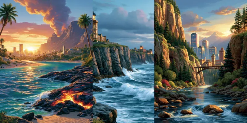 Paradise Citylight Wall Art generated by undefined
