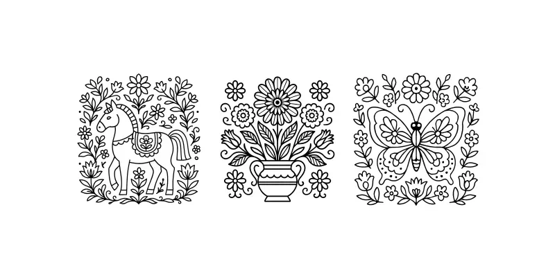 Polish Folk Art Coloring Pages generated by undefined