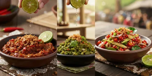Indonesian Sambal Variety Stock Photos generated by gemini-image