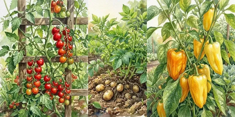 Botanical Vegetable Garden Watercolors generated by undefined