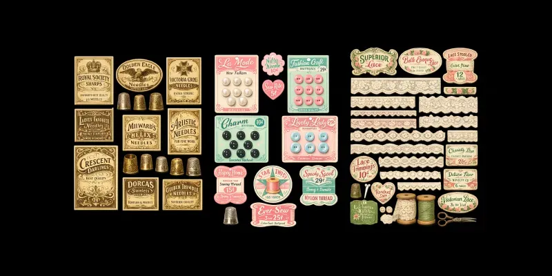 Vintage Sewing Ephemera Sticker Sheets generated by undefined