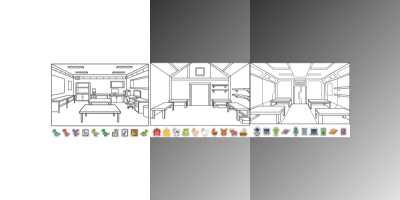 Cute Room Coloring Stickers Kits generated by undefined