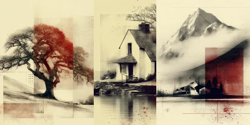 Charcoal Sketch Ink Wash Grain